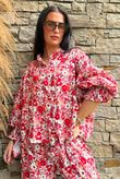 Daughter Of Ibiza Lovechild Balloon Sleeve Shirt Scarlet & Rose 
